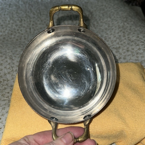 Copper Double Handled Pot w/5” diameter and silver colored lining (ALX) - Picture 2 of 7